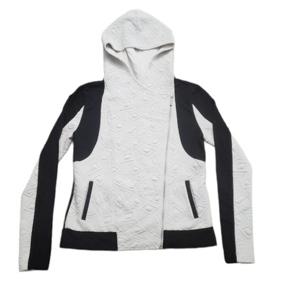 Dkny Jackets & Blazers - DKNY Jeans Women Small White Black Geometric Full Zip Hoodie Jacket